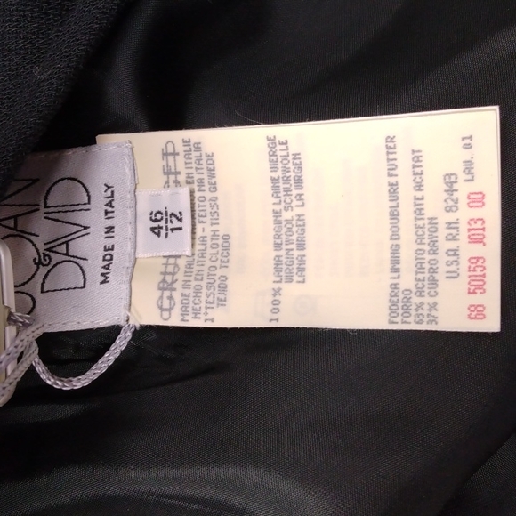 Joan & David Made in Italy Black 100% Virgin Wool Skirt, Size EU 46/US 12 NWT - Picture 8 of 10